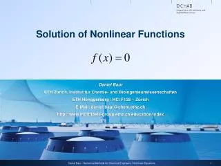 Solution of Nonlinear Functions