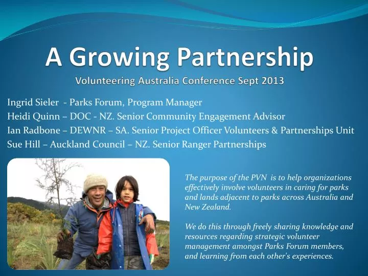 a growing partnership volunteering australia conference sept 2013