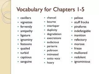 Vocabulary for Chapters 1-5