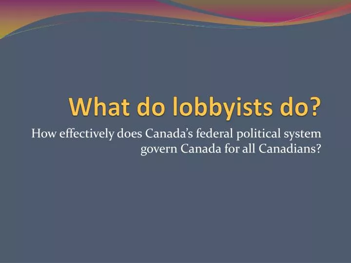 what do lobbyists do