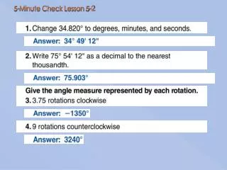 5-Minute Check Lesson 5-2