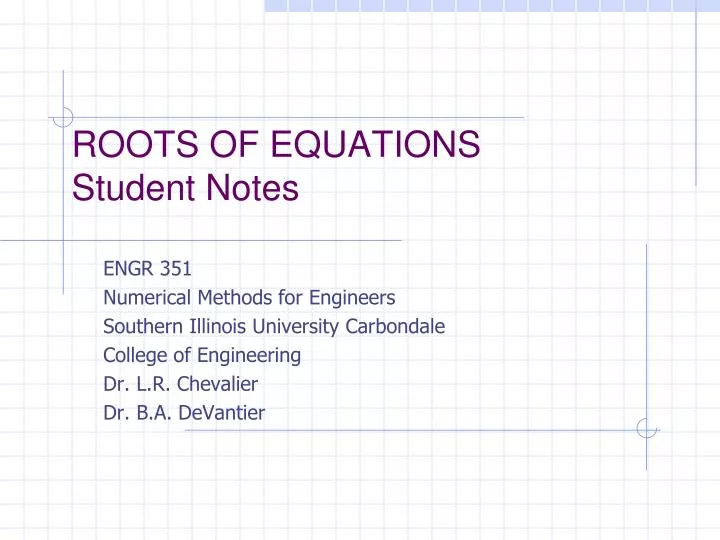roots of equations student notes