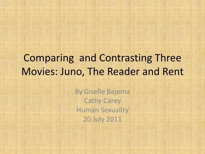 comparing and contrasting three movies juno the reader and rent