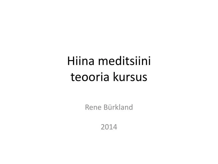 hiina meditsiini teooria kursus