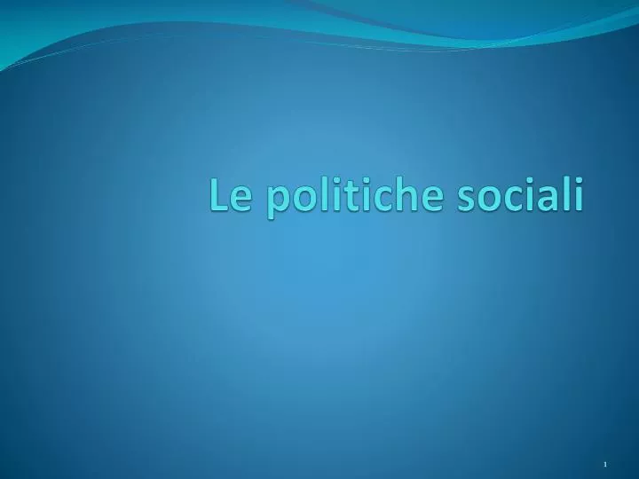 le politiche sociali