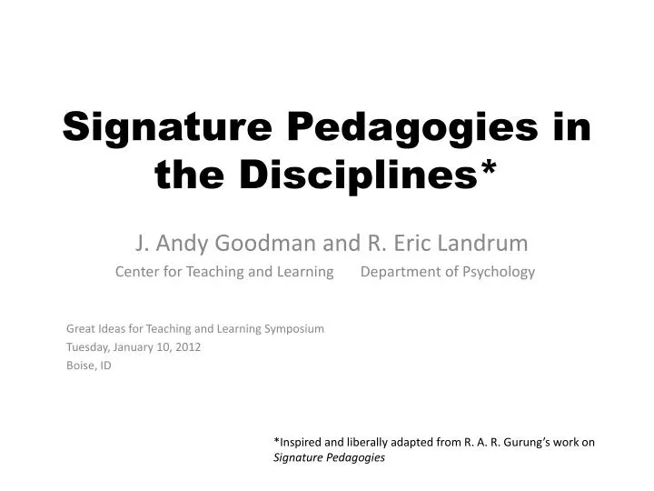 signature pedagogies in the disciplines