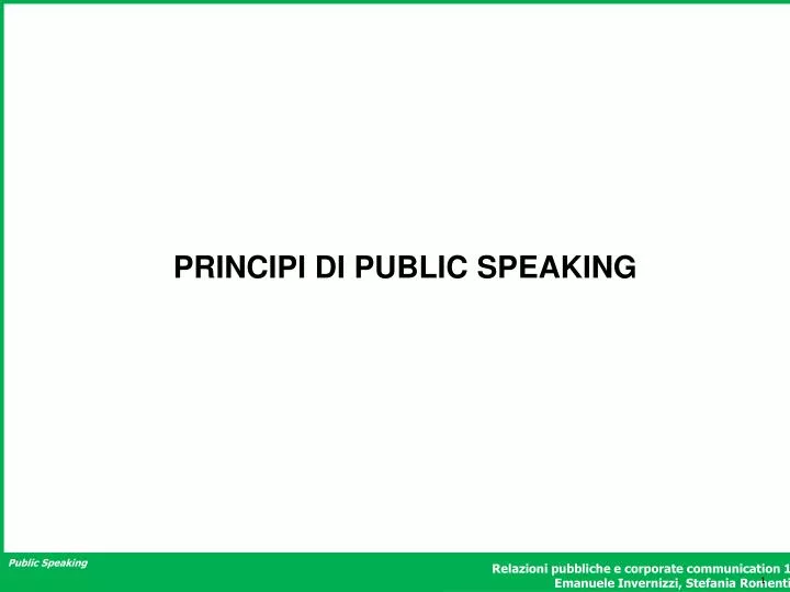 principi di public speaking