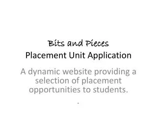 Bits and Pieces Placement Unit Application
