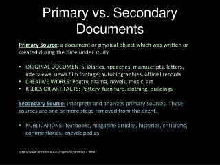 Primary vs. Secondary Documents