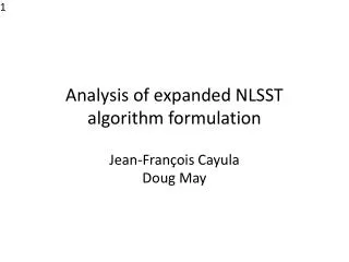 Analysis of expanded NLSST algorithm formulation
