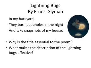 Lightning Bugs By Ernest Slyman