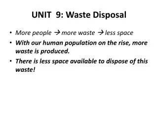 UNIT 9: Waste Disposal