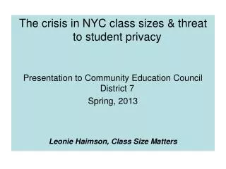 The crisis in NYC class sizes &amp; threat to student privacy