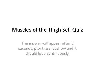 Muscles of the Thigh Self Quiz