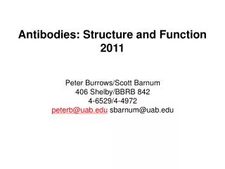 Antibodies: Structure and Function 2011