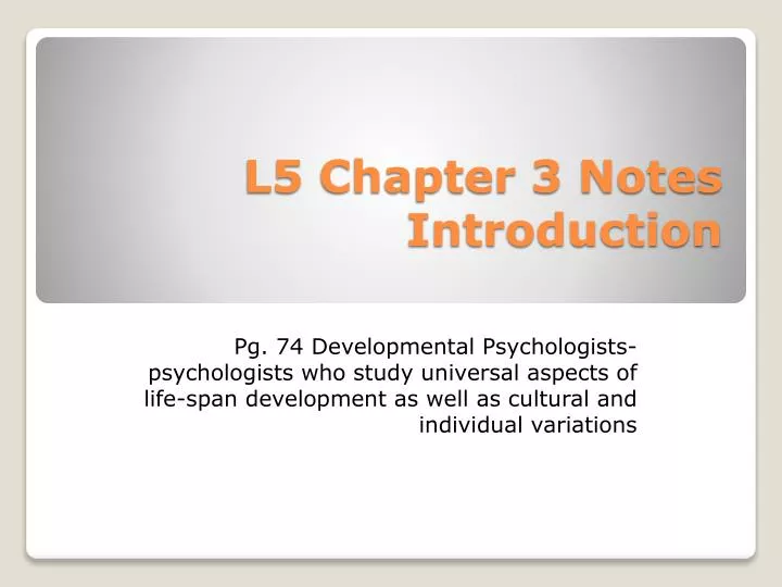 l5 chapter 3 notes introduction