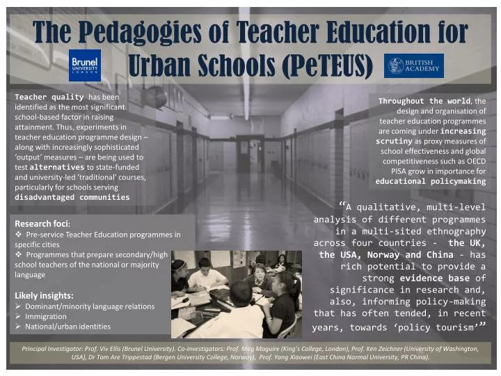 the pedagogies of teacher education for urban schools peteus