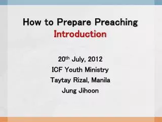 How to Prepare Preaching Introduction
