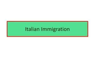 Italian Immigration