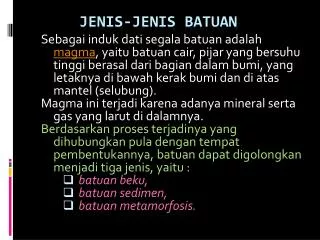 jenis jenis batuan