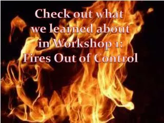Check out what we learned about in Workshop 1: Fires Out of Control