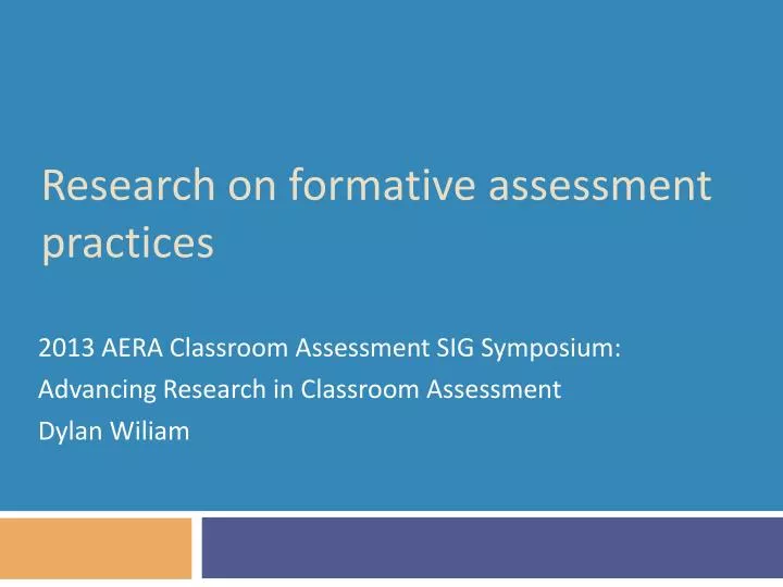 research on formative assessment practices