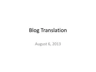 Blog Translation