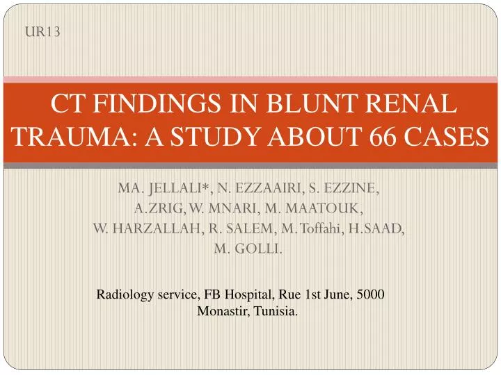 ct findings in blunt renal trauma a study about 66 cases