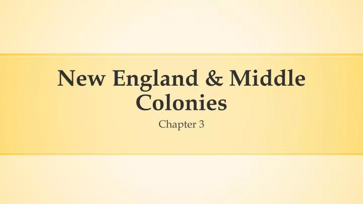 new england middle colonies