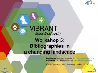 Workshop 5: Bibliographies in a changing landscape