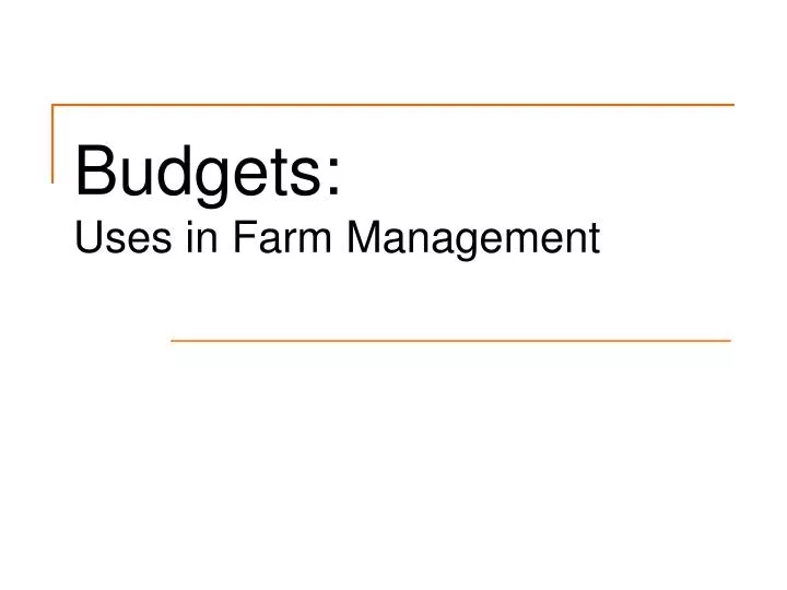 budgets uses in farm management