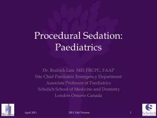 Procedural Sedation: Paediatrics