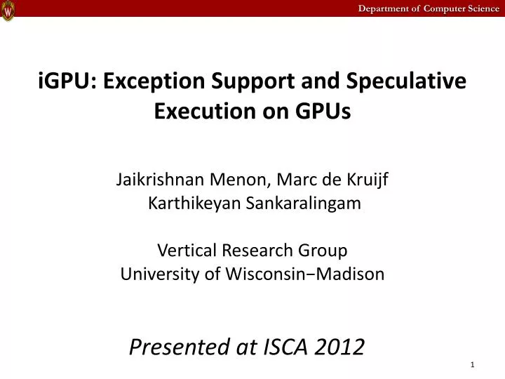 igpu exception support and speculative execution on gpus