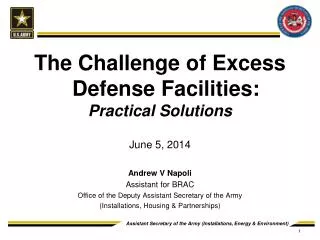The Challenge of Excess Defense Facilities: Practical Solutions June 5, 2014 Andrew V Napoli