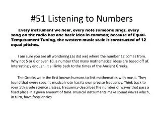 #51 Listening to Numbers