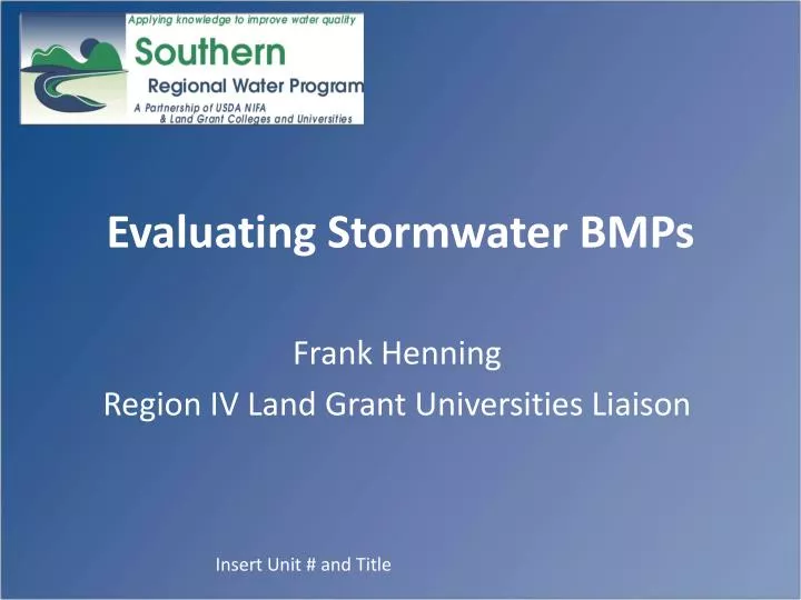 evaluating stormwater bmps