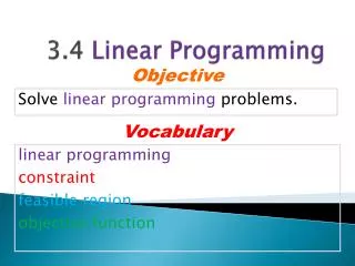 3.4 Linear Programming