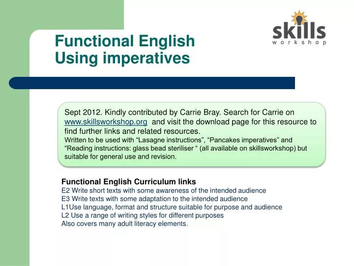 functional english using imperatives