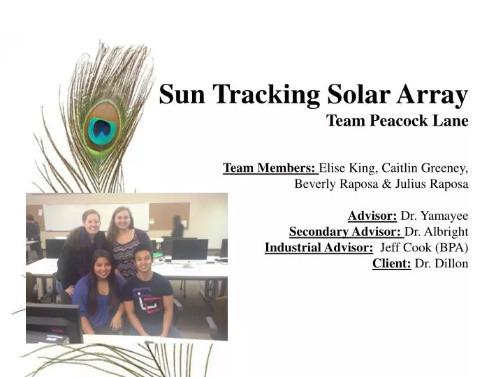 sun tracking solar array team peacock lane