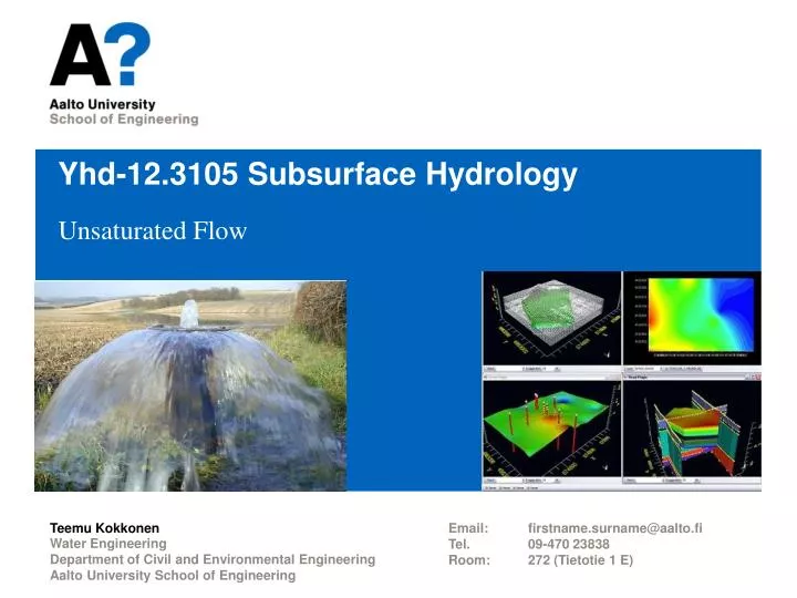 yhd 12 3105 subsurface hydrology