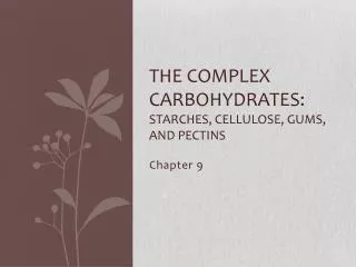 The Complex carbohydrates: Starches, cellulose, gums, and pectins