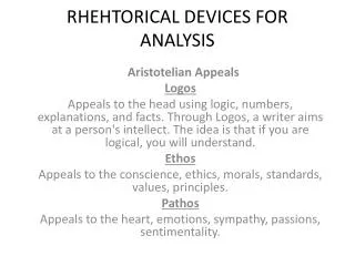 RHEHTORICAL DEVICES FOR ANALYSIS