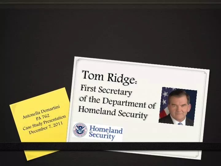 tom ridge first secretary of the department of homeland security