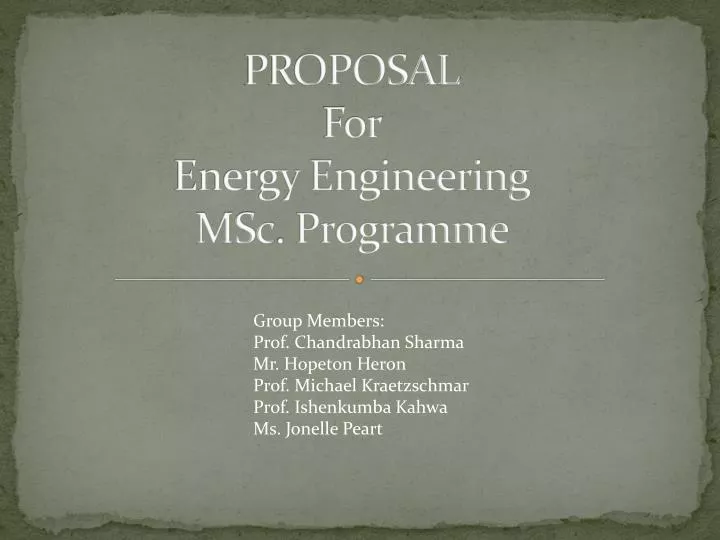 proposal for energy engineering msc programme