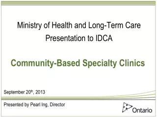 Community-Based Specialty Clinics