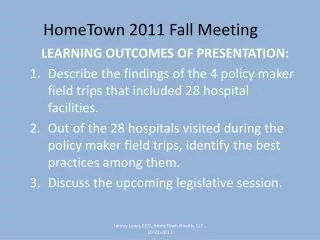 HomeTown 2011 Fall Meeting