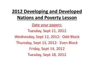 2012 Developing and Developed Nations and Poverty Lesson