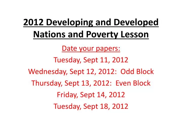 2012 developing and developed nations and poverty lesson