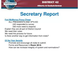 Secretary Report