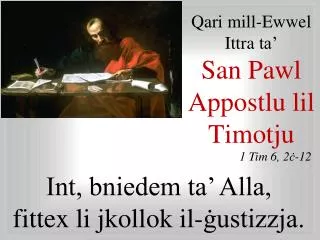 Qari mi ll - Ewwel Ittra ta’ San Pawl Appostlu lil Timotju